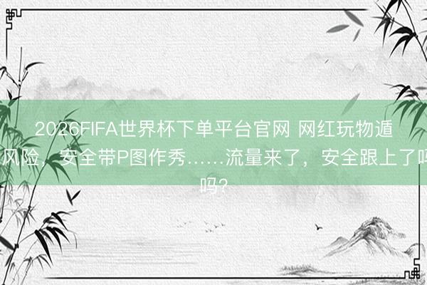 2026FIFA世界杯下单平台官网 网红玩物遁藏风险，安全带P图作秀……流量来了，安全跟上了吗？