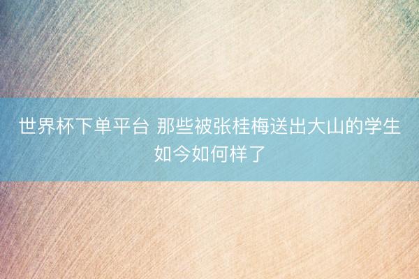 世界杯下单平台 那些被张桂梅送出大山的学生如今如何样了