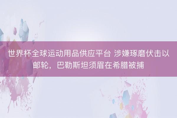 世界杯全球运动用品供应平台 涉嫌琢磨伏击以邮轮，巴勒斯坦须眉在希腊被捕
