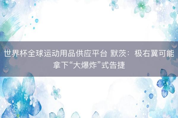 世界杯全球运动用品供应平台 默茨:极右翼可能拿下“大爆炸”式告捷
