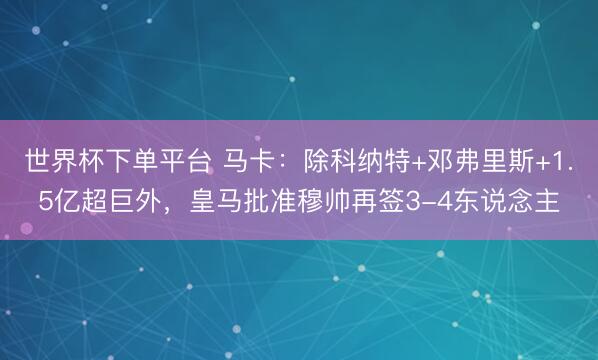 世界杯下单平台 马卡:除科纳特+邓弗里斯+1.5亿超巨外,皇马批准穆帅再签3-4东说念主