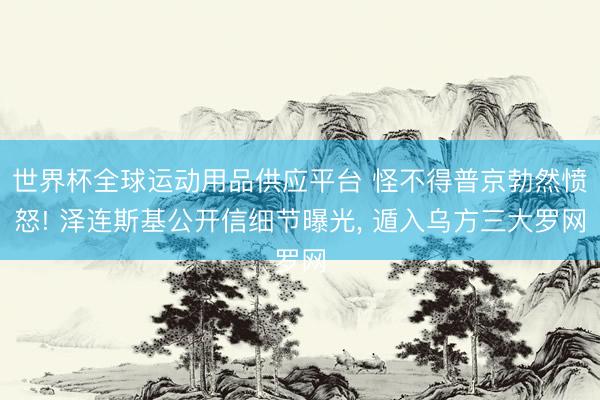 世界杯全球运动用品供应平台 怪不得普京勃然愤怒! 泽连斯基公开信细节曝光, 遁入乌方三大罗网