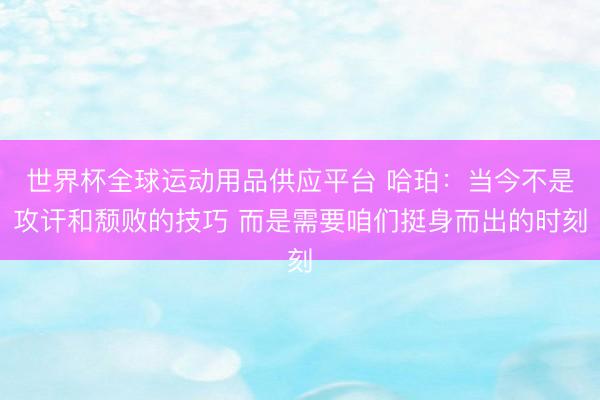世界杯全球运动用品供应平台 哈珀：当今不是攻讦和颓败的技巧 而是需要咱们挺身而出的时刻