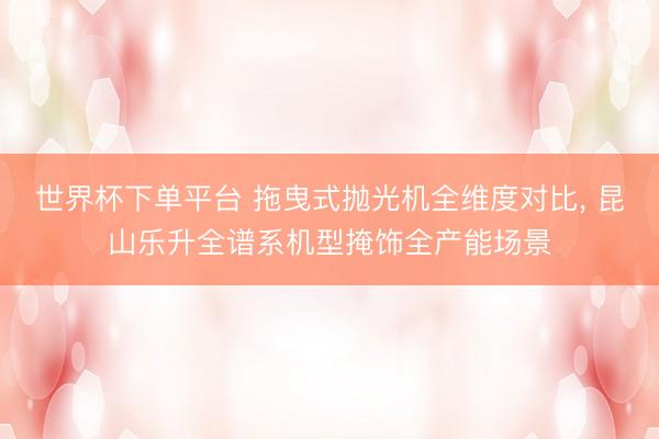 世界杯下单平台 拖曳式抛光机全维度对比, 昆山乐升全谱系机型掩饰全产能场景