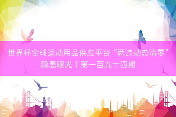 世界杯全球运动用品供应平台 “两违动态清零”隐患曝光丨第一百九十四期